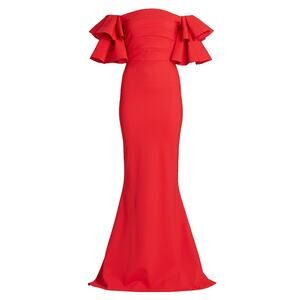 Chiara Boni 'Parvati' Red Polyamide Off-The-Shoulder Gown Size 44 (8)